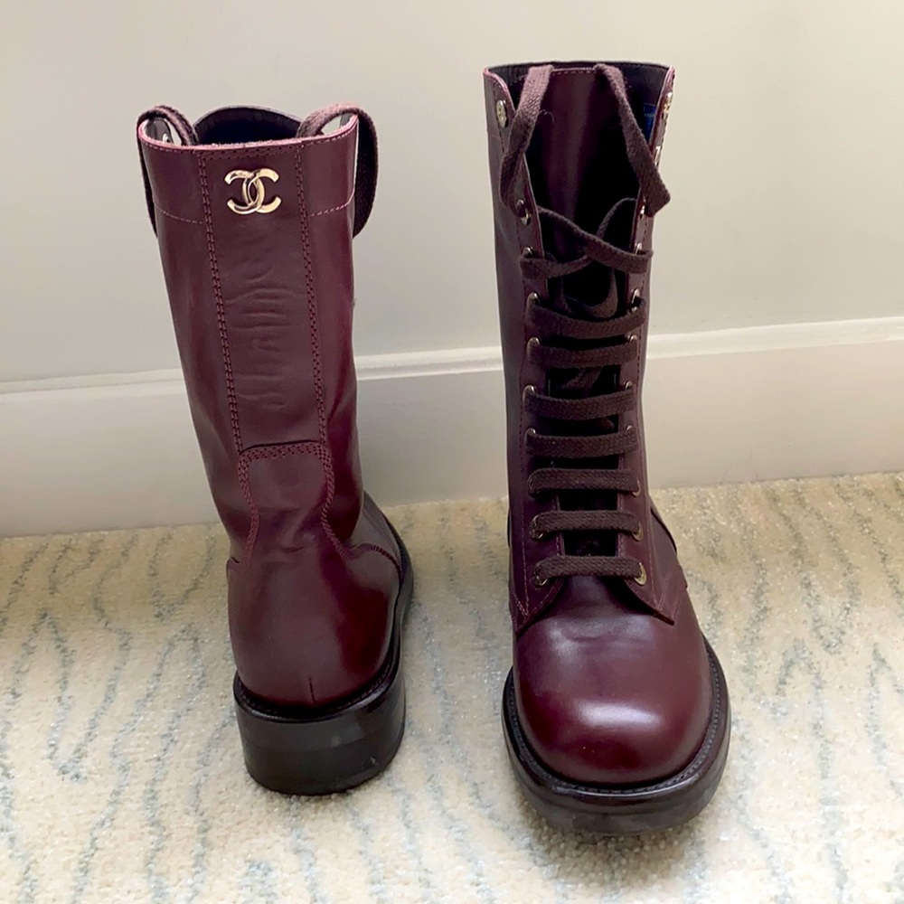 Chanel lace up boots size 37